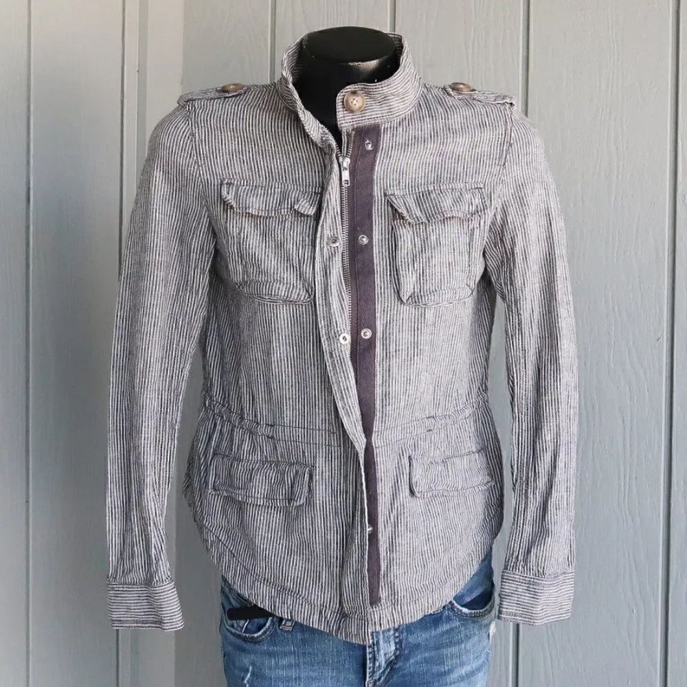 LOFT Denim Pin Stripe Conductor Jacket
